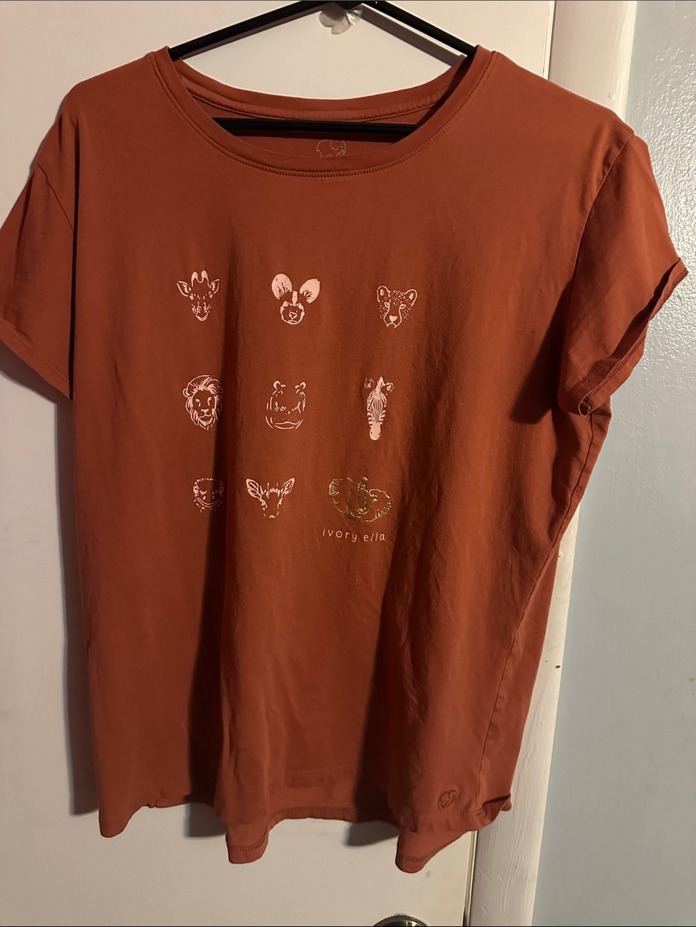 ivory ella Rust Short-Sleeve Tee with Animal Face Prints